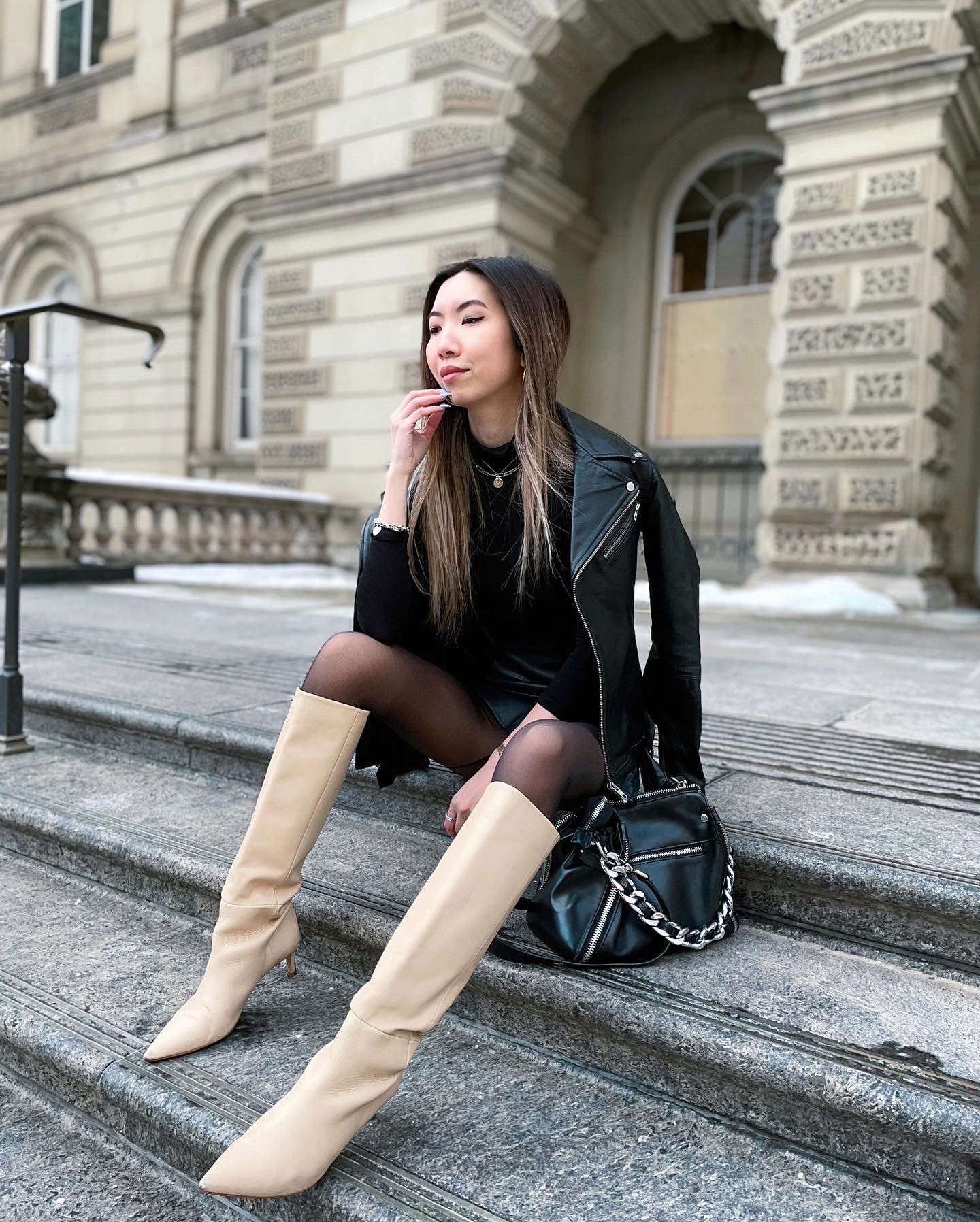 style leather for winter streetwear long boots